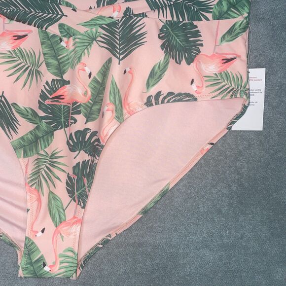 Old‎ Navy Swim Bottoms Womens 3X Pink High-Waisted Bikini Stretch Flamingo Beach - Picture 3 of 11